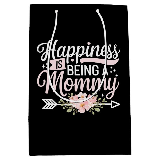 Happiness Is Being A Mommy Floral Mother’s Day Medium Gift Bag (Front)