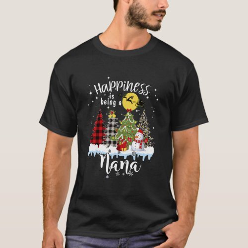 Happiness Is Being A Nana Christmas Night Grandma  T_Shirt