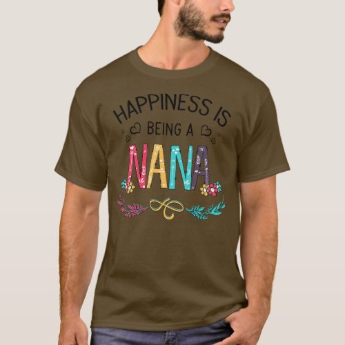 Happiness Is Being A Nana Wildflowers Valentines M T_Shirt