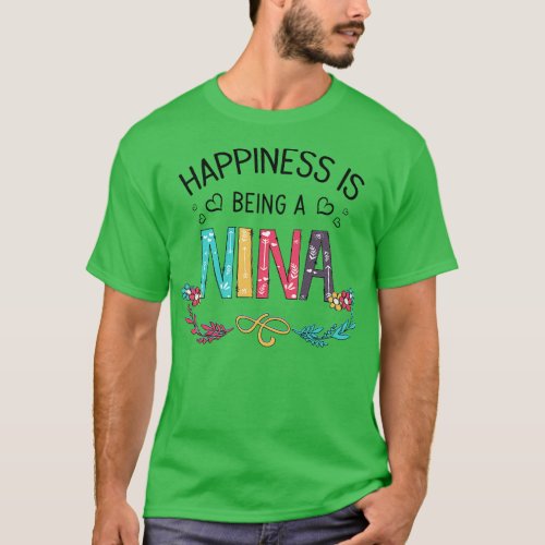 Happiness Is Being A Nina Wildflowers Valentines M T_Shirt