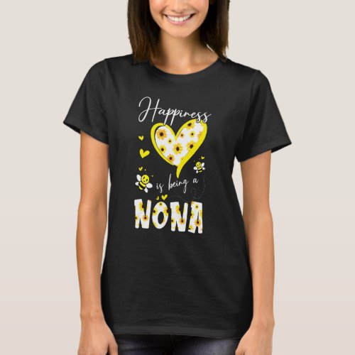 Happiness Is Being A Nona Sunflower Bee Mothers D T_Shirt