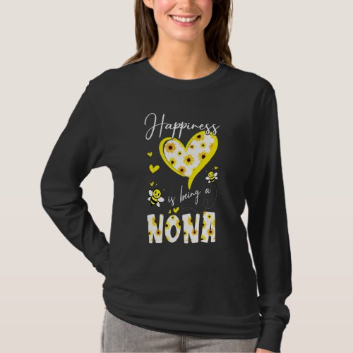Happiness Is Being A Nona Sunflower Bee Mothers D T_Shirt