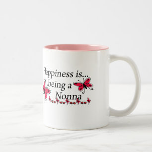 Happiness Is Being A Nonna BUTTERFLY Two-Tone Coffee Mug