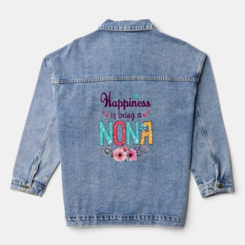 Happiness Is Being A Nonna Ever Women Floral Decor Denim Jacket