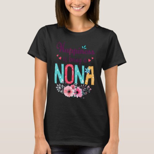 Happiness Is Being A Nonna Ever Women Floral Decor T_Shirt