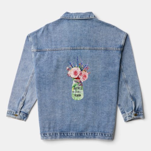 Happiness Is Being A Nonna Mother Floral Decoratio Denim Jacket