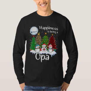 Happiness Is Being A Opa Christmas Tree Leopard Pl T-Shirt