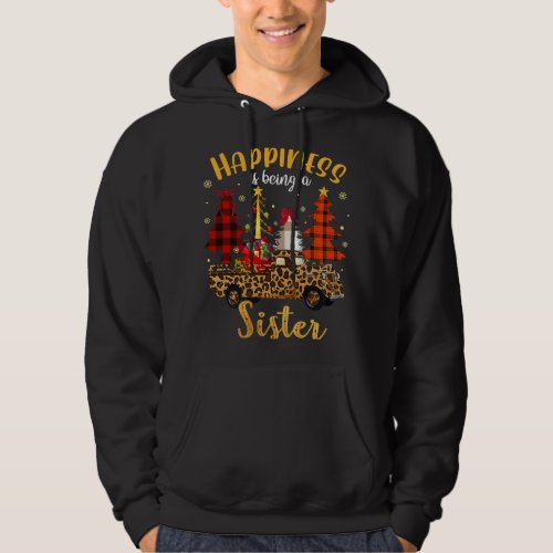 Happiness Is Being A Sister Christmas Tree Leopard Hoodie