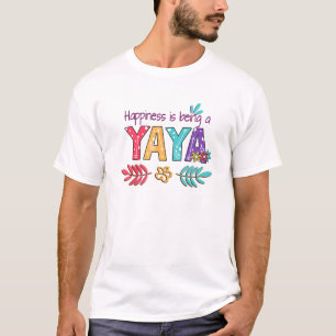 Happiness Is Being A Yaya Floral Mother's Day 2022 T-Shirt