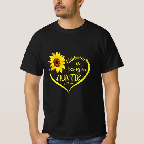 Happiness Is Being An Aunt Sunflower Butterflies H T_Shirt