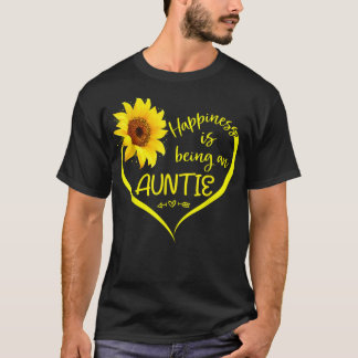 Happiness Is Being An Aunt Sunflower Butterflies H T-Shirt