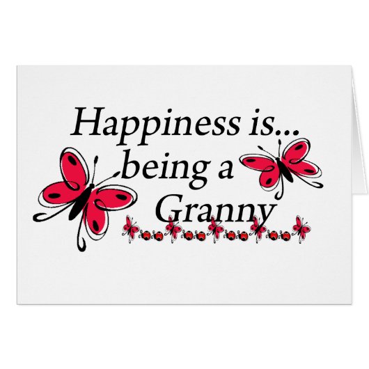 Happiness Is Being An Granny BUTTERFLY Cards (Front Horizontal)