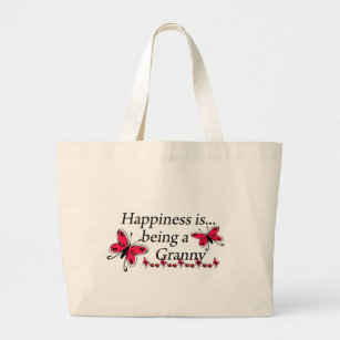 Happiness Is Being An Granny BUTTERFLY Large Tote Bag