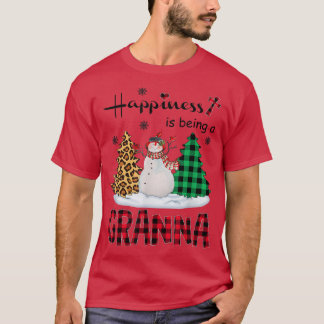 Happiness is being Granna Snowman Merry Christmas  T-Shirt