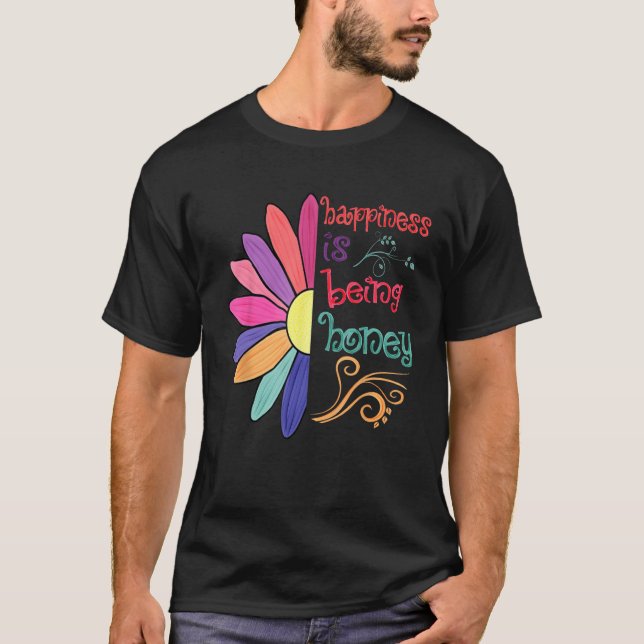 Happiness Is Being Honey Grandma To Be Sunflower M T-Shirt (Front)
