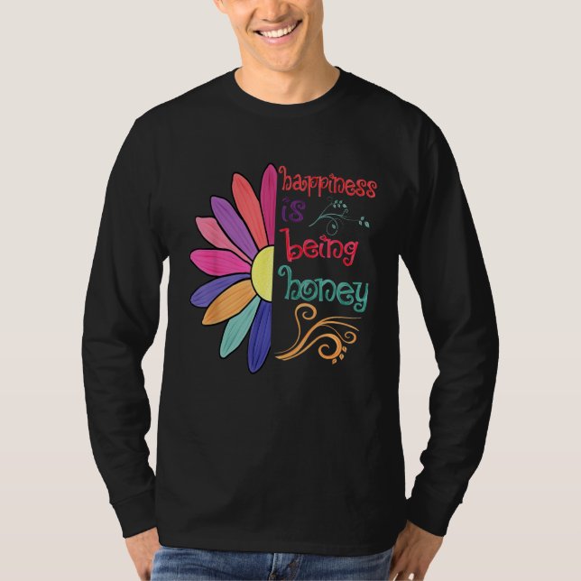 Happiness Is Being Honey Grandma To Be Sunflower M T-Shirt (Front)