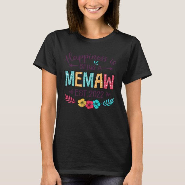 Happiness Is Being Memaw Fall Vibes Flower T-Shirt (Front)