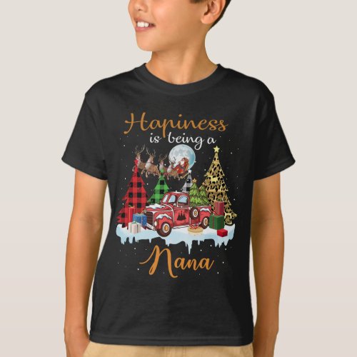 Happiness Is Being Nana Funny Red Truck Tree Chris T_Shirt