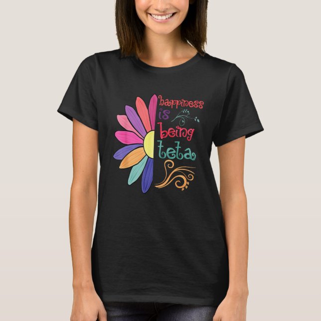 Happiness Is Being Teta Grandma To Be Sunflower Mo T-Shirt (Front)