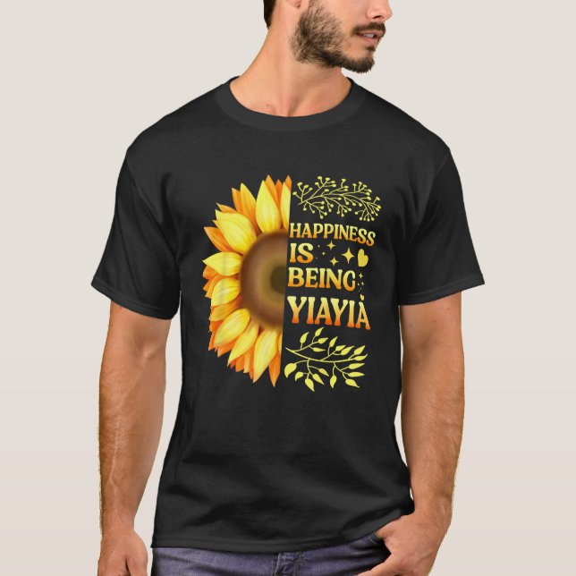 Happiness Is Being Yiayia Grandma To Be Sunflower  T-Shirt (Front)