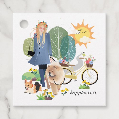 HAPPINESS ISchow and corgi Gift tags