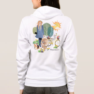 HAPPINESS IS Chow Corgi -white BACK & FRONT art Hoodie