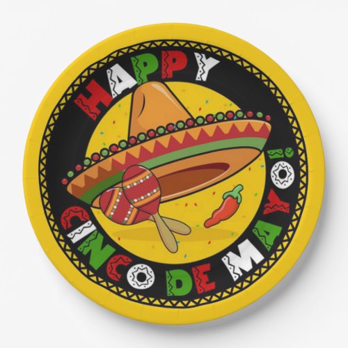 Happiness Is Cinco de Mayo Party Paper Plates