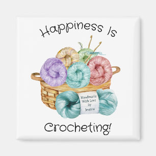 Happiness Is Crocheting Personalized Magnet