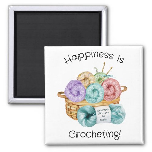 Happiness Is Crocheting Personalized Magnet