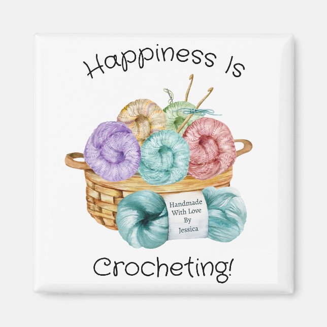 Happiness Is Crocheting Personalized Magnet (Front)