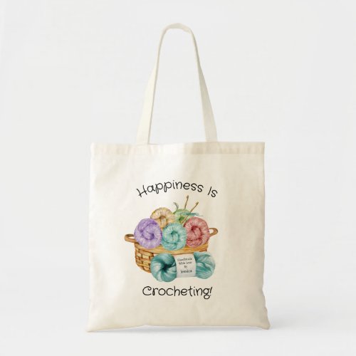 Happiness Is Crocheting Personalized Tote Bag