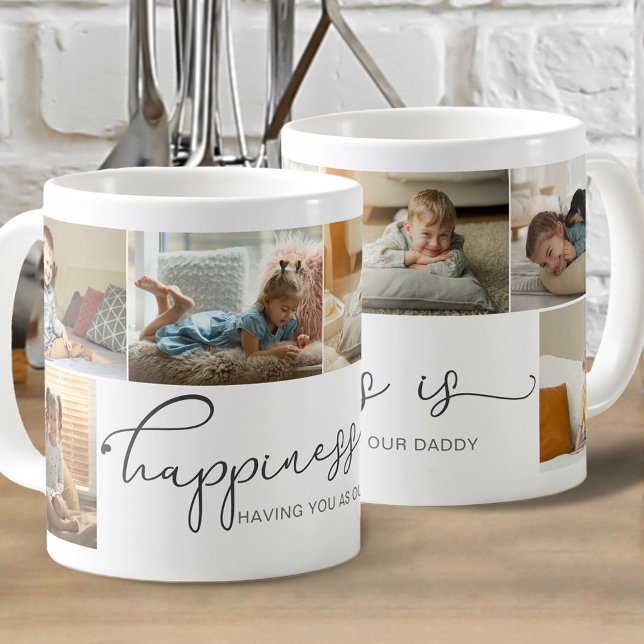 Happiness is | Daddy Grey Calligraphy Photo Coffee Mug (Creator Uploaded)