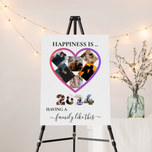 Happiness is Family like This Heart Shaped Collage Foam Board