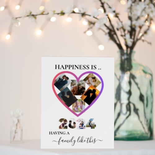Happiness is Family like This Heart Shaped Collage Foam Board
