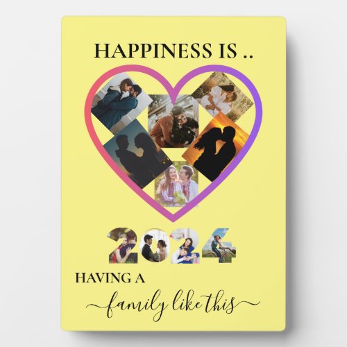 Happiness is Family like This Heart Shaped Collage Plaque