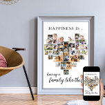 Happiness is Family like This Heart Shaped Collage Poster<br><div class="desc">Create your own personalized poster with 36 of your favorite photos and your family name(s). The photo template is set up to create a photo collage in the shape of a love heart, displaying your pictures in a mix of portrait, landscape and square instragram formats. The design has a white...</div>