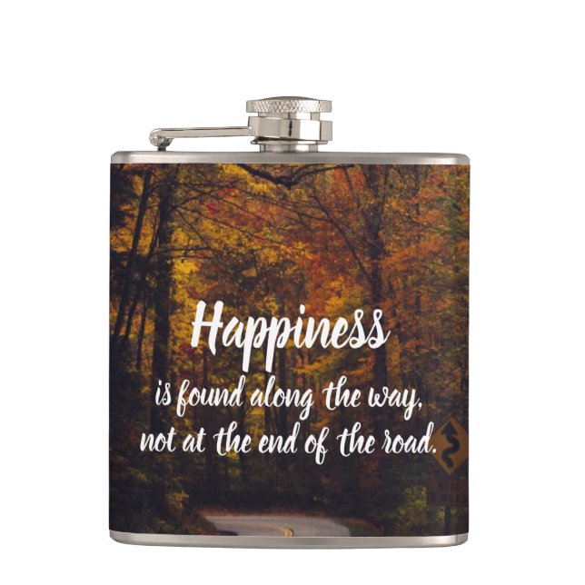 Happiness is Found Along the Way Custom Photo Flask (Front)