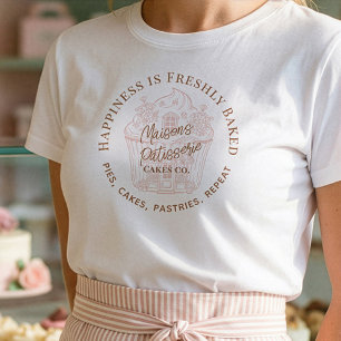 Happiness is Freshly Baked Fun Cupcake Bakery Logo Tri-Blend Shirt