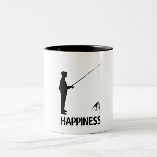 Happiness Is Going Fishing Two-Tone Coffee Mug