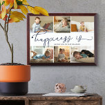 Happiness is | Grandad Photo Collage Plaque<br><div class="desc">Photo collage with 6 of your favorite photos and your personalized text. "happiness is" is hand lettered in cute, elegant dark blue calligraphy and the template is set up for you to finish the quote. The sample wording reads happiness is having your as our grandad which you can customize to...</div>