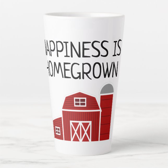 Happiness is Homegrown Red barn farm house Latte Mug (Front)