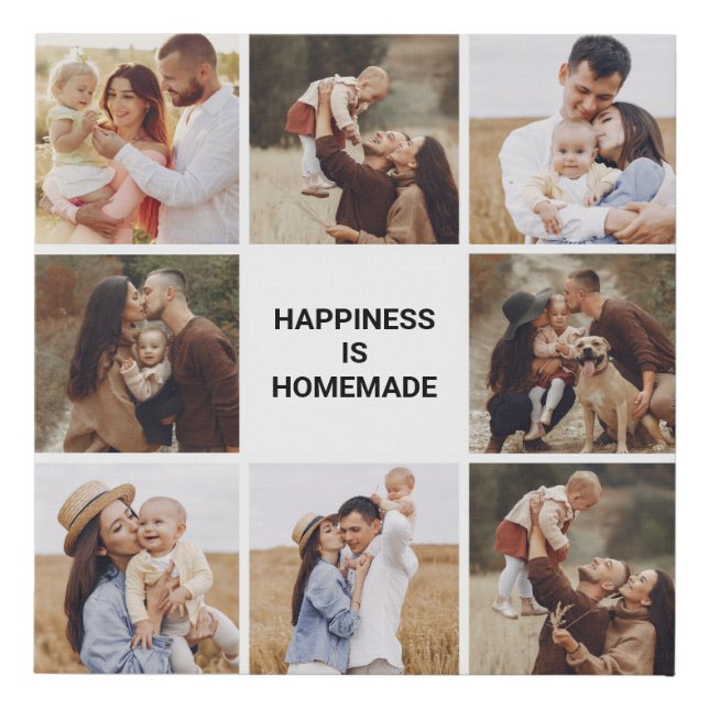 Happiness is Homemade 8 Photo Collage Faux Canvas Print (Front)
