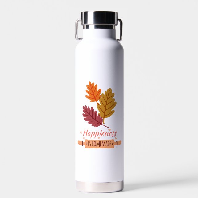 happiness is homemade autumn amazing design  water bottle (Front)