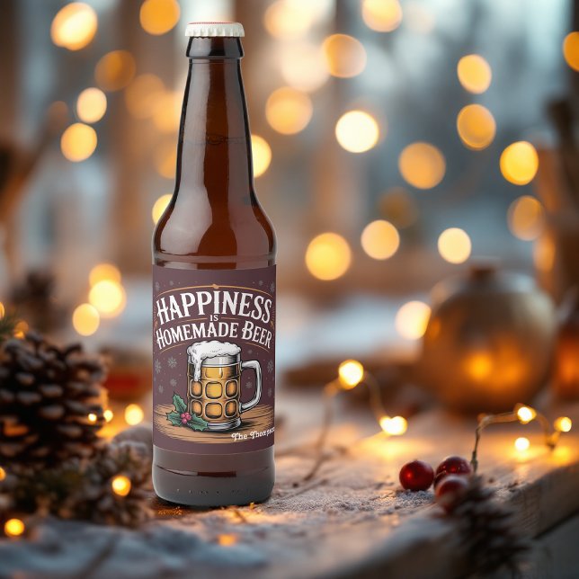 Happiness Is Homemade Beer Christmas Holiday Bottle Label (Happiness Is Homemade Beer Christmas Holiday Beer Bottle Label)