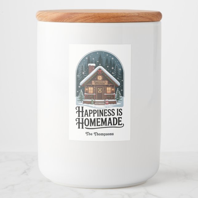Happiness is Homemade Cabin Design Christmas Food Label (Front)