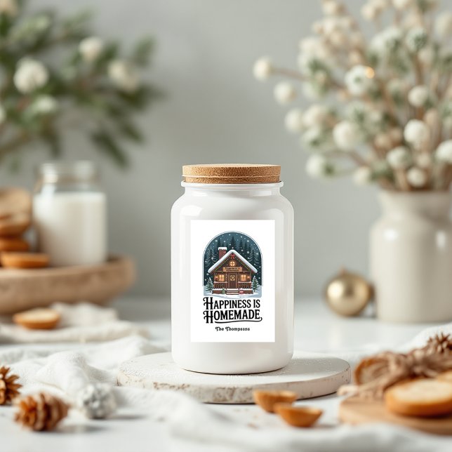 Happiness is Homemade Cabin Design Christmas Food Label (Happiness is Homemade Cabin Design Christmas Food Label)