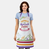 Happiness is Homemade Challah Floral & Stripes Apron (Worn)