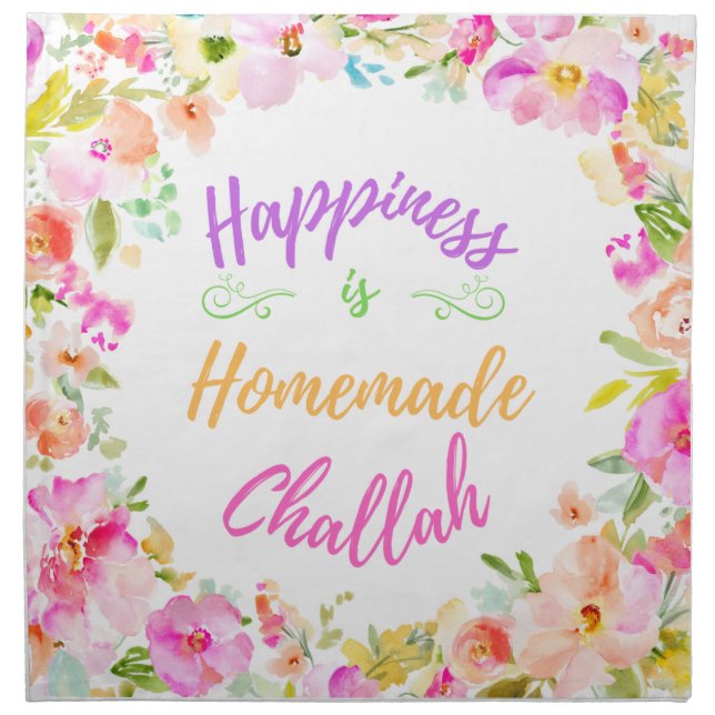 Happiness is Homemade Challah Flour Sack Towel Cloth Napkin (Front)