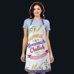 Happiness is Homemade Challah HUGE Floral Apron<br><div class="desc">Happiness is Homemade Challah NEW Oversized Florals in Today's Colors. Personalize your own, and make your favorite Baker smile!! Need help with this design? Want to see other colors or design variations? Please email: BestDressedBread@gmail.com. For more beautiful Judaica gift ideas check out our Zazzle store [copy-paste] www.zazzle.com/store/bestdressedbread Follow us throughout the...</div>