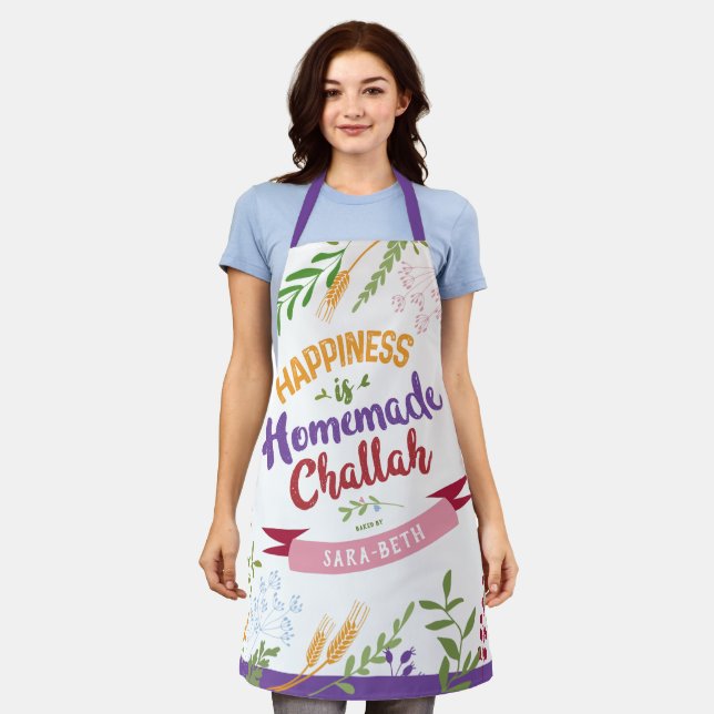 Happiness is Homemade Challah HUGE Floral Apron (Worn)